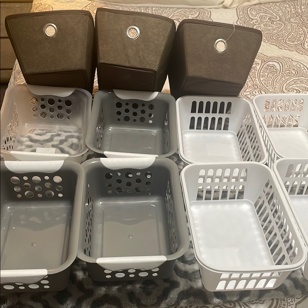 Essentials Black and White Storage Baskets set of 11